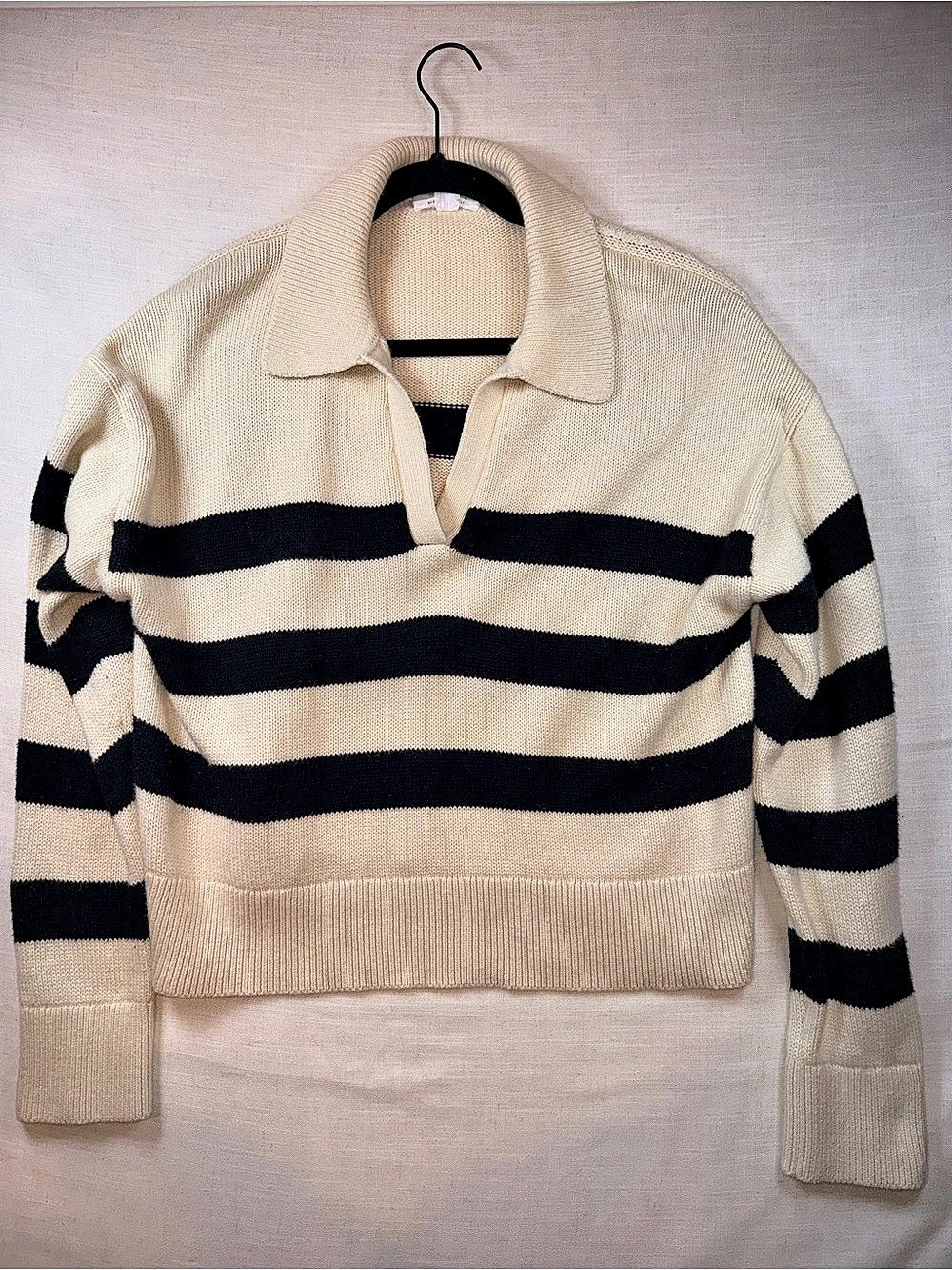 Velvet by Graham & Spencer Lucie Striped Cashmere Blend Polo Sweater Striped